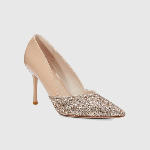 STILETTO POINTED HIGH-HEELED PUMPS APRICOT ROSE & REMY - Picture 1 of 5